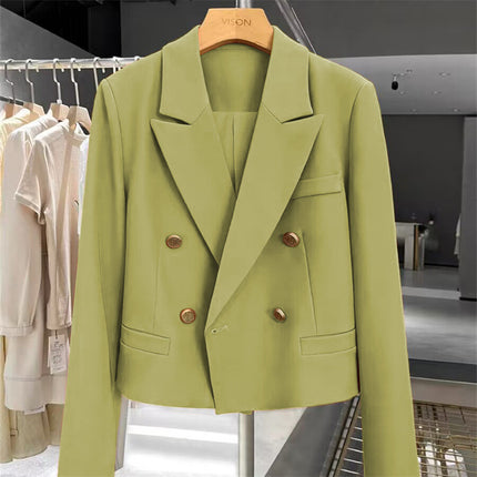 Women's Blazer 2026 Coffee Color Autumn New Style Foreign Trade Elegant Street Style Short Petite Casual Suit for Women