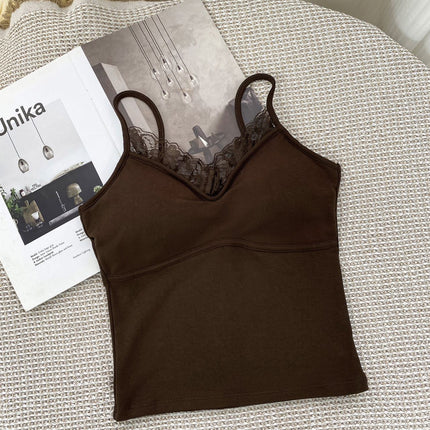 22178# hanger dongdaemun thread cotton fleece-lined lace stitching with chest pad slim fashion bottoming camisole