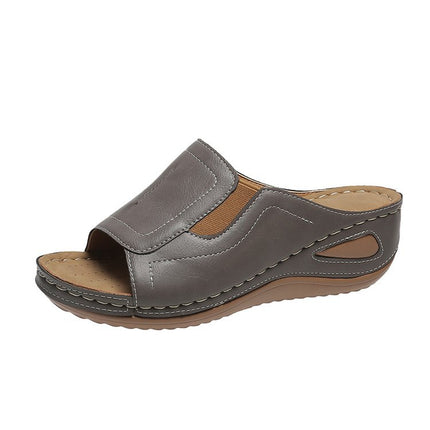 In Stock 2025 New Large Size Slippers Cross-Border Amazon Wholesale Open-Toe Wedge Foreign Trade Slippers Women Sandals