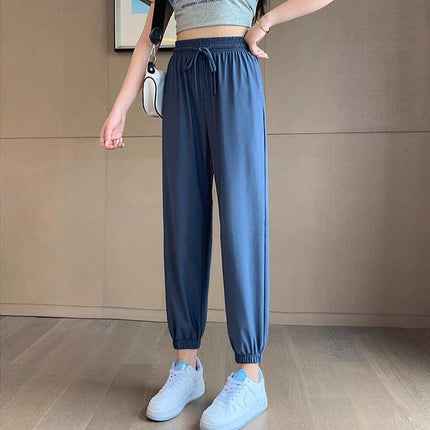 100kg Plus Size Fat mm Ice Silk Leggings Sweatpants Women's Summer Thin Loose Nine-Point Sun Protection and Anti-Mosquito Casual Pants