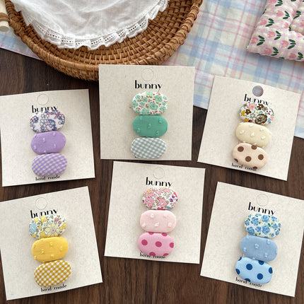 Korean-Style Fabric Children's Hair Accessory Small Oval Floral Bb Clip Fresh Versatile Baby Hairpin Hair Ornament Bangs Hair Clip