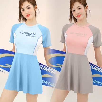 New Swimwear Women's Split Flat-Corner Conservative Slim Belly Covering Slim Sports Girl's Student Hot Spring Swimsuit