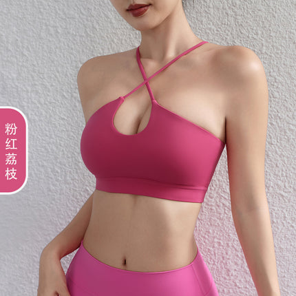 2025 Spring and Summer European and American Sexy Cross Sports Underwear Breathable Naked Yoga Bra Running Yoga Fitness Underwear