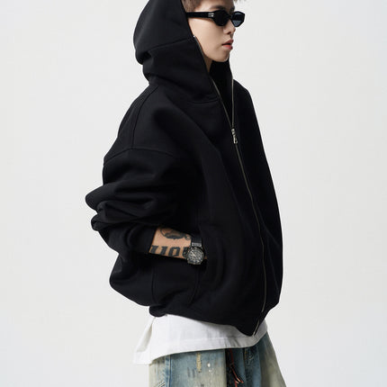 American Style High Street Cardigan Jacket Men's Winter Fashion Brand Heavy Thickened Warm Hooded Sweater cleanfit Sports Hoodie
