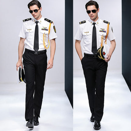 Captain's shirt sailor's shirt captain's clothes stylist's empty uniform shirt performance clothes overalls shirt men's fashion