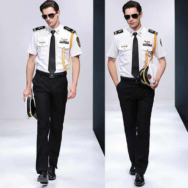 Captain's shirt sailor's shirt captain's clothes stylist's empty uniform shirt performance clothes overalls shirt men's fashion