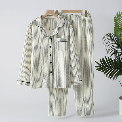 Three Layer Air Cotton Sandwich Printed Women's Pajamas suit Autumn and Winter Air Lapel Long Sleeve Trousers Home Clothes