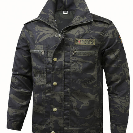Workwear Set for Men, Labor Protection Clothing, Spring and Autumn Camouflage Wear, Durable Construction Site Work Clothes, Multi-Pocket Mechanic's Suit