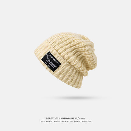 Autumn and winter men's and women's same-style pile cap all-match big head circumference face small wool cap warm cold-proof pullover knitted cap tide