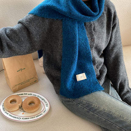Korean-Korean Egg Standard Solid Color Explosions with Wool Scarf Winter Soft Waxy Knitted Warm Cold-proof Thickened Scarf