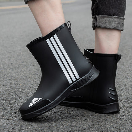 Fashion Short Thickened Waterproof Shoes Men's Rain Boots Warm Working Rubber Shoes Non-Slip Fishing Kitchen Rain Boots