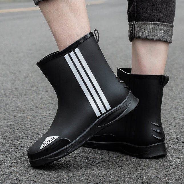 Fashion Short Thickened Waterproof Shoes Men's Rain Boots Warm Working Rubber Shoes Non-Slip Fishing Kitchen Rain Boots