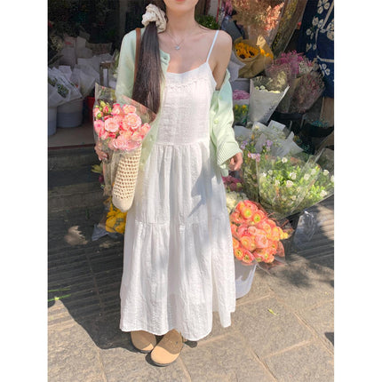 French Sweet Lace Suspender Long Skirt for Women Summer 2025 New Style Sleeveless Dress Spring and Autumn