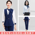 Blue vest + white shirt + blue pants / S