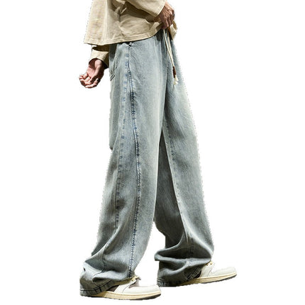 Vintage Men's Jeans Spring Autumn Washed Wide-Leg Pants Casual Long Pants American High Street Men's Pants