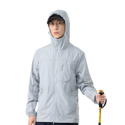 UPF50 Summer New Sunscreen Clothing Couple's Outdoor Anti-ultraviolet Skin Clothing Ice Silk Breathable Hooded Windbreaker