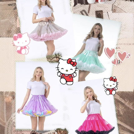 Adult Petticoat Daily Style Ultra-Puffy Nylon Lolita Cloud Petticoat Seamless Marshmallow Violent Puffy Skirt