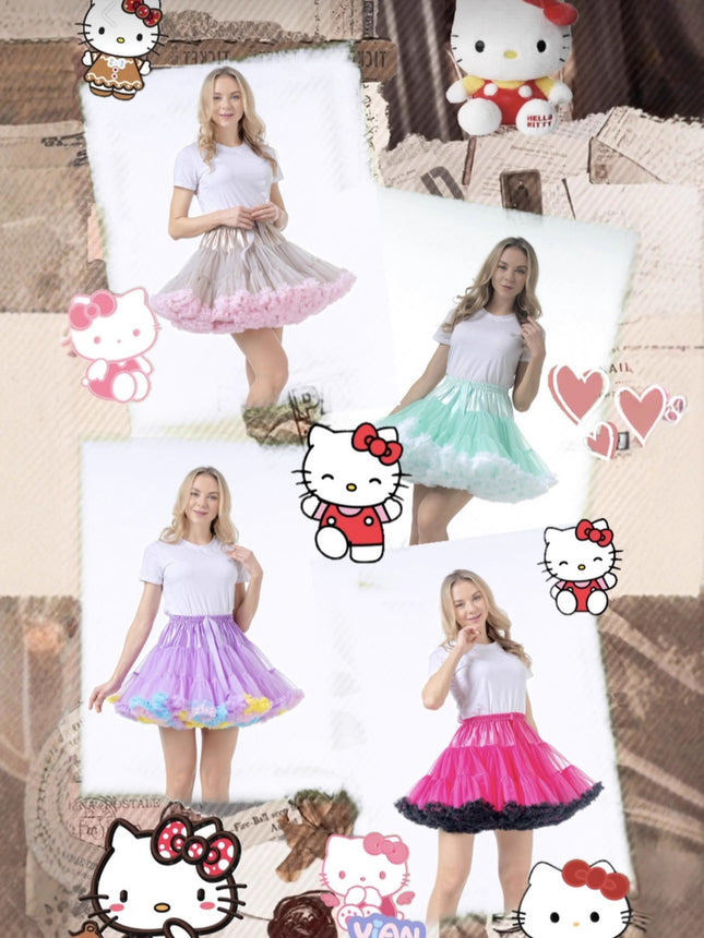 Adult Petticoat Daily Style Ultra-Puffy Nylon Lolita Cloud Petticoat Seamless Marshmallow Violent Puffy Skirt