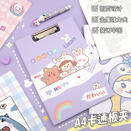 Cute A4 Paper Folder Cartoon Creative Office Stationery Materials Student Painting Writing Pad Test Paper Board Clip
