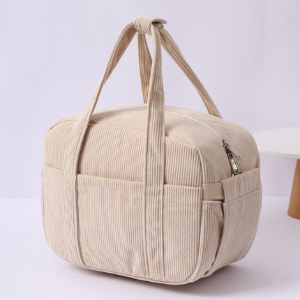 New Corduroy Strawberry Cutlery Bag Office Worker Outdoor Insulated Bag Lunch Box Handbag Portable Lunch Bag