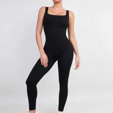 European and American One-Piece Yoga Clothing, Dance Clothing, Tummy Control, Slim Fit, Sports Elastic Tight-Fitting One-Piece Bodysuit with Chest Pad 6338