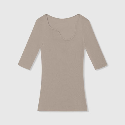 Women's Clothing Factory Unica Same Style Summer Seamless Wool Direct Selling Mid-Sleeve Thin Knitwear Design Top for Women