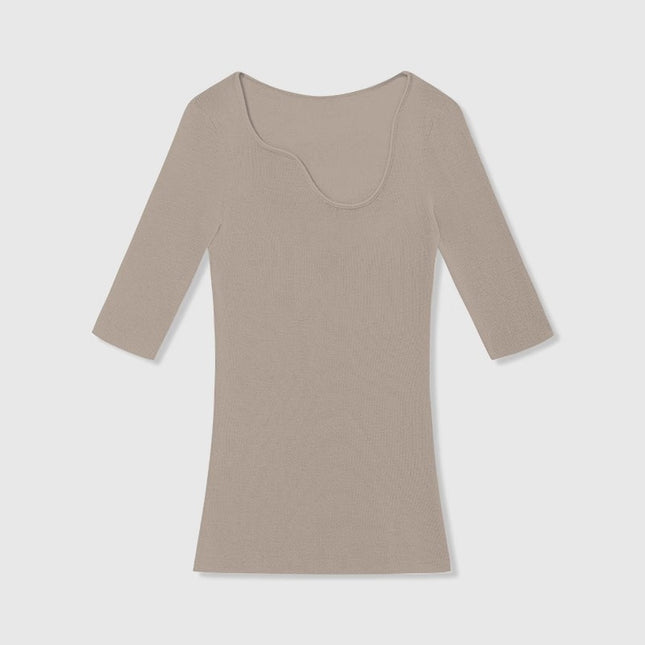 Women's Clothing Factory Unica Same Style Summer Seamless Wool Direct Selling Mid-Sleeve Thin Knitwear Design Top for Women