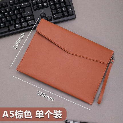 Magnetic suction leather file bag large capacity business meeting file bag waterproof office information storage book custom logo
