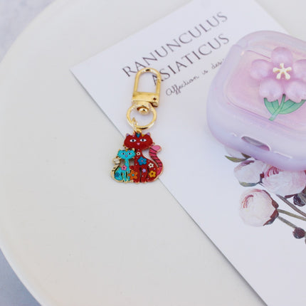 Cross-border New Parent-child Cat Pendant Classic Cat-shaped Cartoon Keychain Bag Decorative Accessories Metal Keychain