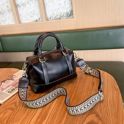 2023 Summer Commuting Retro Cowhide Handbag Simple Women's Vegetable-Tanned Genuine Leather Crossbody Bag Versatile and Compact