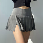 9031#Gray [side slit pleated skirt] / S