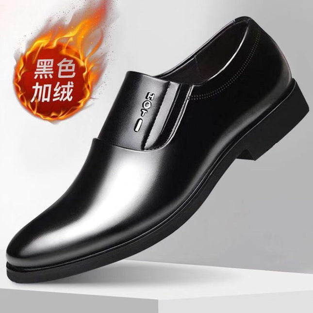 Leather Shoes for Men, Youth Business Casual Formal Slip-On Shoes, Spring New Style, Black Student Korean Style Wedding Leather Shoes