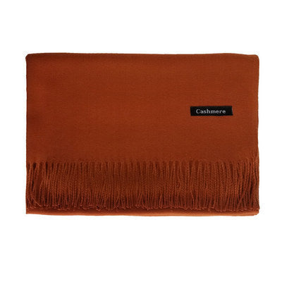 High-End Warm Imitation Cashmere Scarf for Women in Autumn and Winter Pure Color Elegant Versatile Tassel Shawl Fashionable Outer Dual-Purpose Scarf