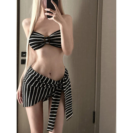Source Manufacturer Striped Tube Top Bikini Strap Three-point Surfing Swimsuit Female Spice Girl Sanya Vacation Hot Spring