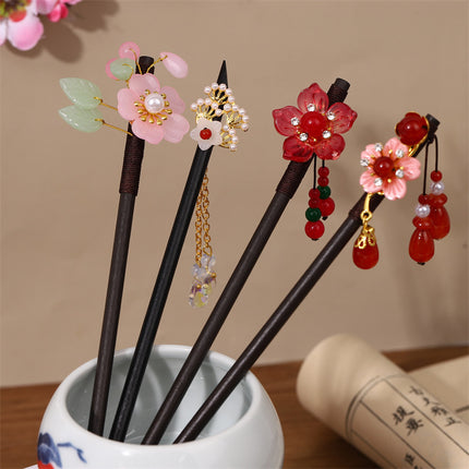 New Year Red Festive Chinese Style Hairpin Palace Style Tassel Walking Hair Hairpin Retro Hanfu Ancient Dress Cheongsam Hair Accessories Women