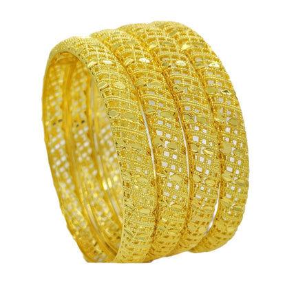 CADILO Copper Opening Bracelet Middle East 24K Gold Plated Women Fashion Bracelet European American Nigeria Bracelet
