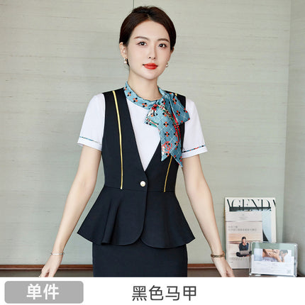 Hotel restaurant bar KTV waiter workwear professional shirt vest suit men's and women's front office reception work clothes