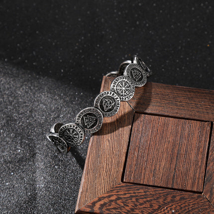 Hot-selling Nordic Viking Odin Bracelet Men's Retro Aegis Rune Norwegian Style Jewelry Bracelet Wholesale