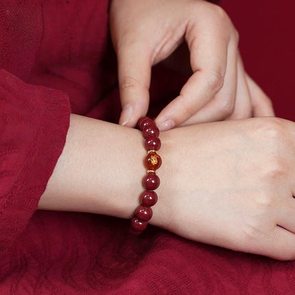 Natural High-Content Raw Mineral Cinnabar Bracelet for Women and Men, Zodiac Signs: Snake, Dragon, Dog, Rabbit, Ox, Wholesale