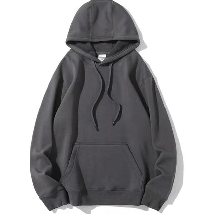 450g heavyweight cotton polar fleece dark blue navy blue hooded sweater men's and women's Indigo warm lovers hoodie autumn and winter