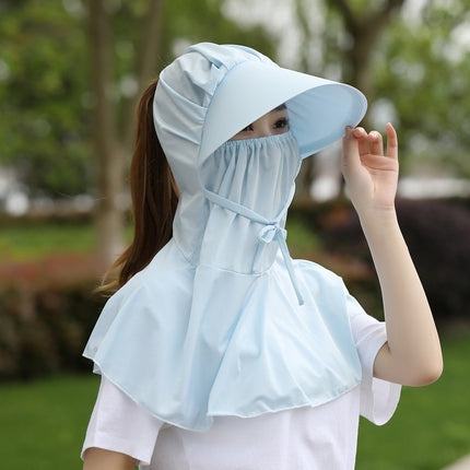 Spring and Summer Sunscreen Mask Neck Protection Integrated Hat Women's Sunshade Hat Outdoor Tea Picking Work Face Covering UV Protection