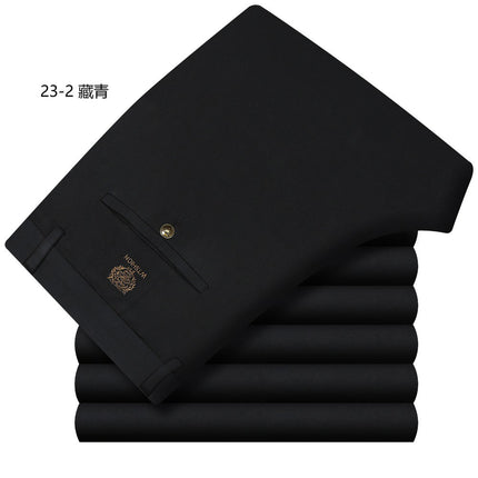 Wholesale Tiger Head Embroidered Stretch Pants Men's Casual Long Pants Men's Black Thin Straight Business Dress Pants