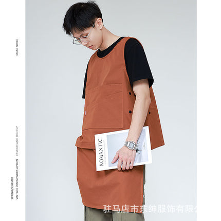 in stock wholesale catering kitchen work apron printing fixed oil-proof apron milk tea nail salon supermarket apron