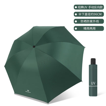 Full-automatic Umbrella Reinforced Windproof Folding Umbrella Black Rubber Sunny and Rain Dual-use Women's Sunscreen Sunshade Umbrella Sun Umbrella Advertising