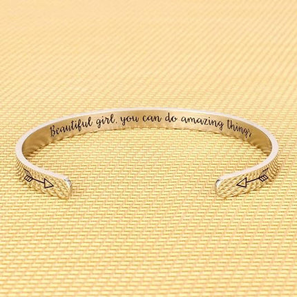 Foreign Trade Spot Bracelet Stainless Steel Inspirational Beauty Girl Arrow Open Bracelet Graduation Gift