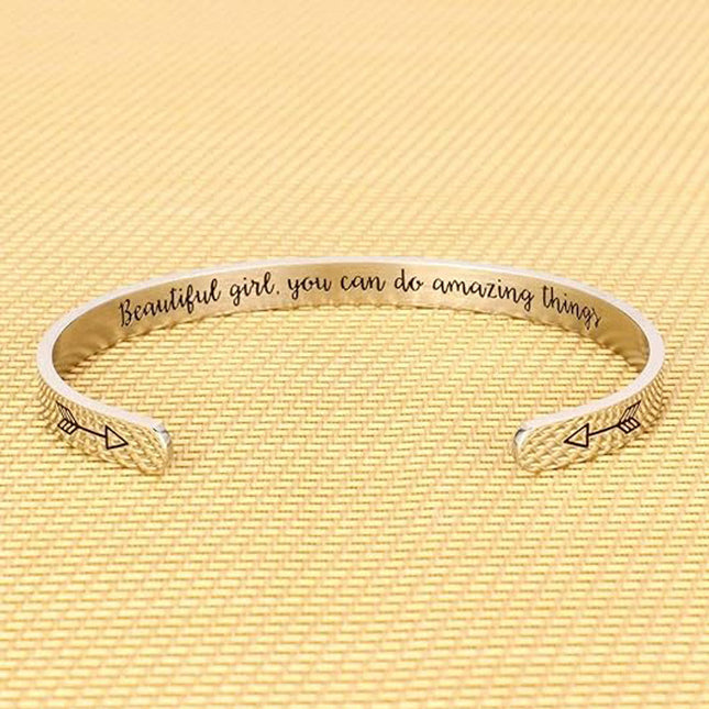 Foreign Trade Spot Bracelet Stainless Steel Inspirational Beauty Girl Arrow Open Bracelet Graduation Gift