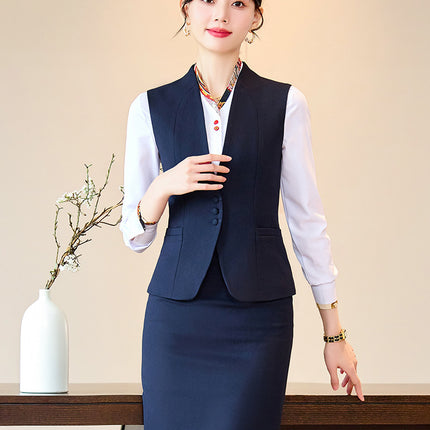 Business Wear Tooling Vest Women's Spring and Autumn New Temperament Hotel Manager Front Desk Reception Overalls with Vest
