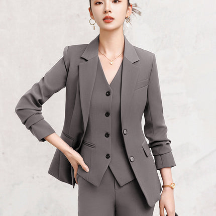 Cross-Border Red Hostess Suit Set for Women, Formal Attire for Broadcast Art Exams, Speech Competitions, Interviews, and News Anchor On-Camera Appearance
