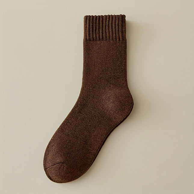 Cross-Border Winter Warm Knitted Floor Confinement Socks Plus Velvet Thickened Mid-Length Adult Anti-Ski Socks