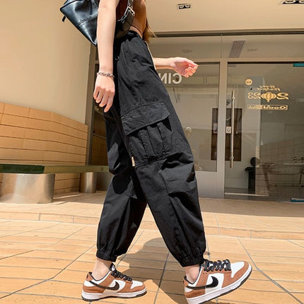 Black Cargo Pants for Women 2025 Spring Korean Style New Ins Nine-Point Leggings Harem Pants Loose Casual Long Pants